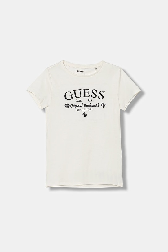 Guess t-shirt bawełniany dziecięcy aplikacja beżowy J5YI40.I3Z14.9BYA