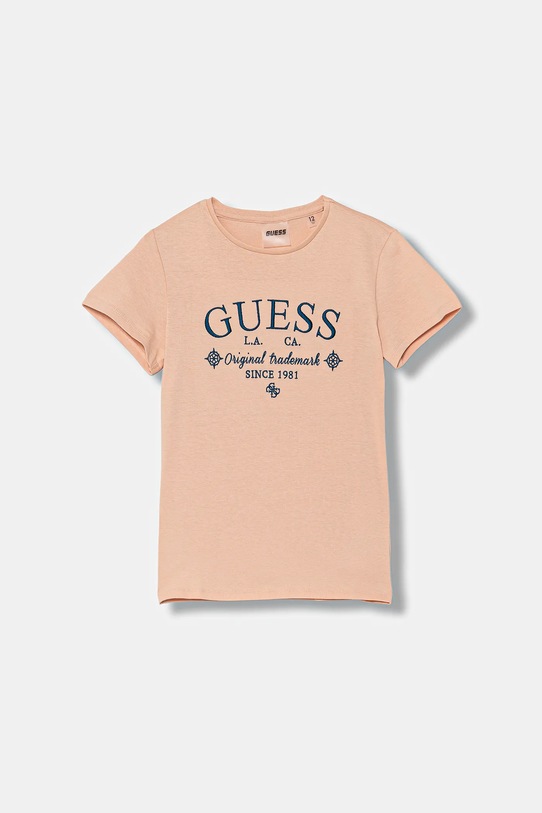 Guess t-shirt bawełniany dziecięcy aplikacja pomarańczowy J5YI40.I3Z14.9BYA