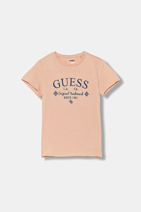 Guess t-shirt bawełniany dziecięcy aplikacja pomarańczowy J5YI40.I3Z14.9BYA