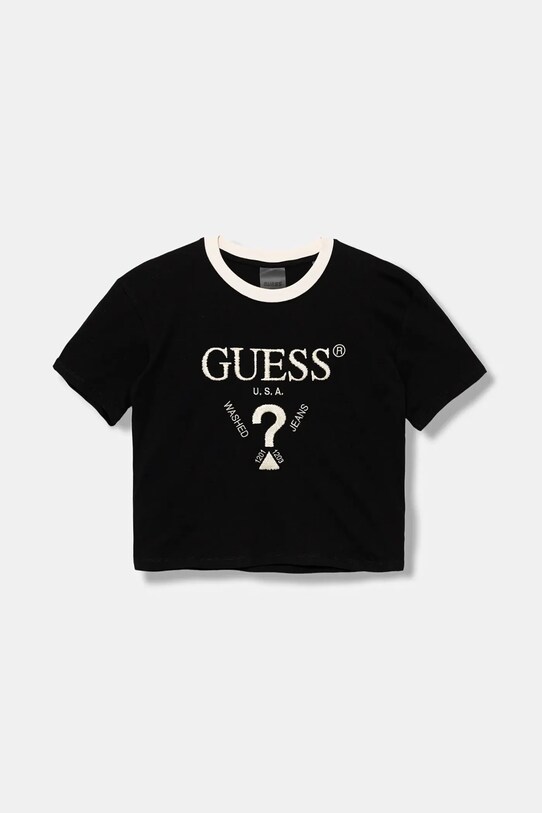 Guess t-shirt bawełniany dziecięcy aplikacja czarny J5YI44.I3Z14.9BYA