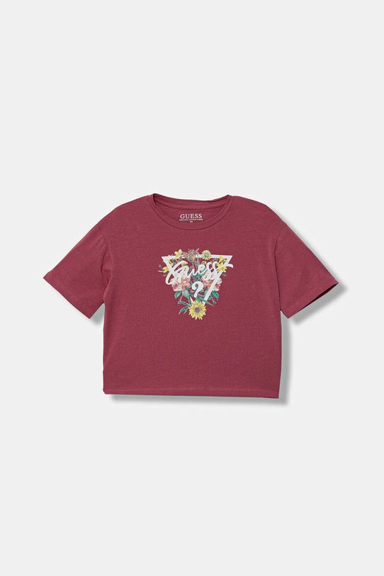 Guess t-shirt dziecięcy z elastanem różowy J5YI45.K6YW4.9BYA