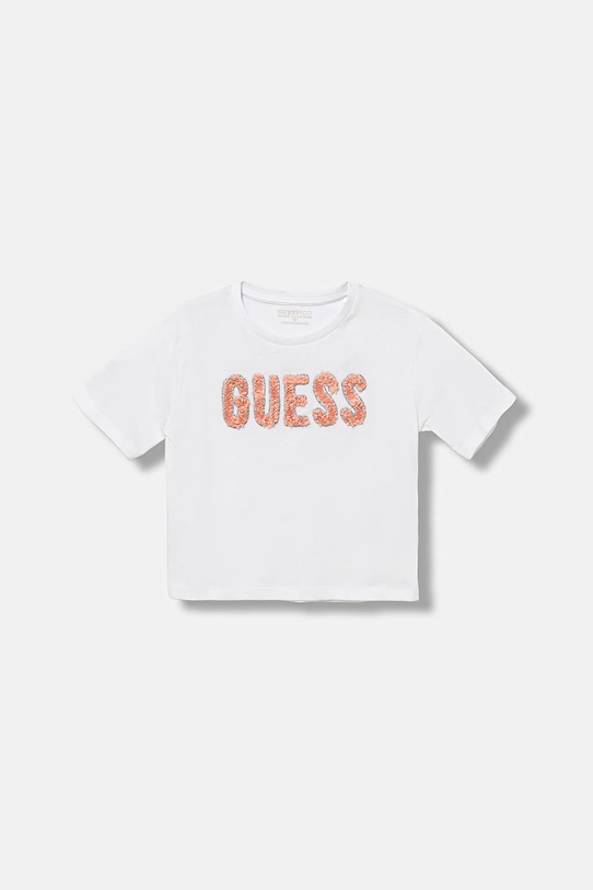 Guess t-shirt bawełniany dziecięcy aplikacja biały J5YI47.K8HM4.9BYA