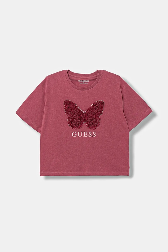 Guess t-shirt bawełniany dziecięcy aplikacja różowy J5YI47.K8HM4.9BYA