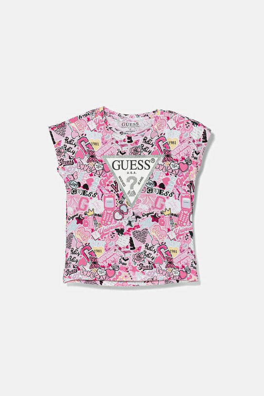 Guess t-shirt dziecięcy wzorzyste różowy K5YI02.K6YW4.9BYA