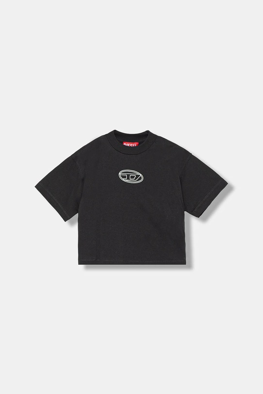 Otroška bombažna kratka majica Diesel TIXAN T-SHIRT Našitek črna J02428