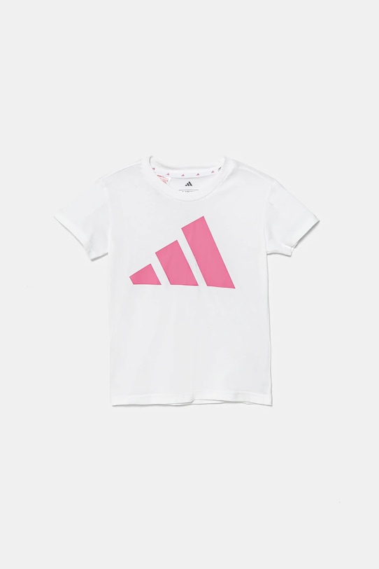 Dječja pamučna majica kratkih rukava adidas print bijela JW2383