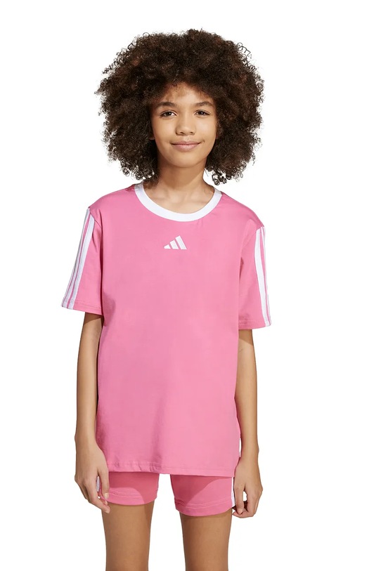 Detské bavlnené tričko adidas bavlna ružová JW8629