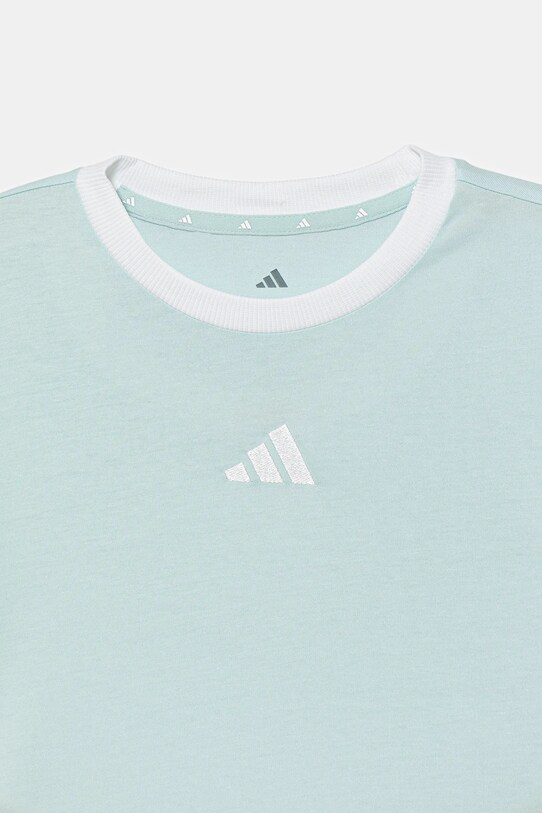 Dziewczynka adidas t-shirt bawełniany dziecięcy JW8632 turkusowy