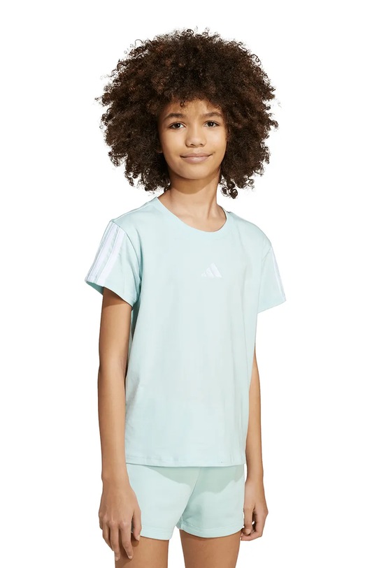adidas tricou de bumbac pentru copii imprimeu turcoaz JY4974