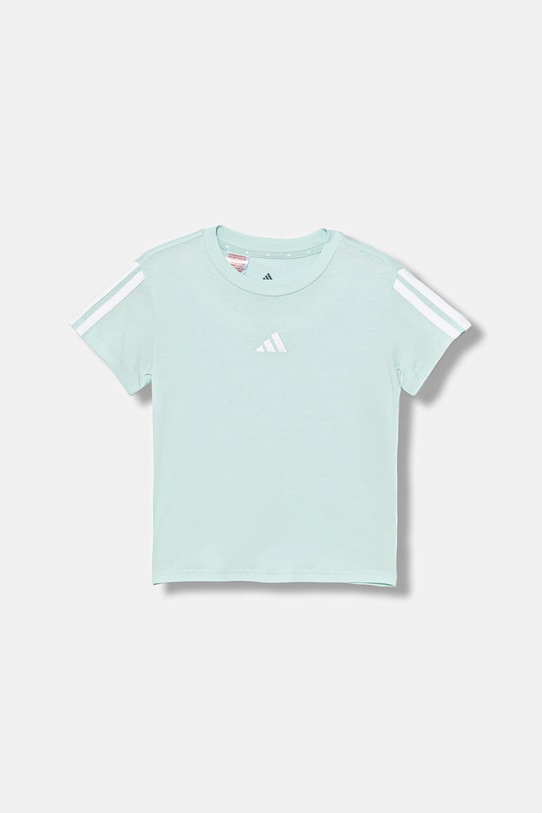 Детска памучна тениска adidas памук тюркоазен JY4974