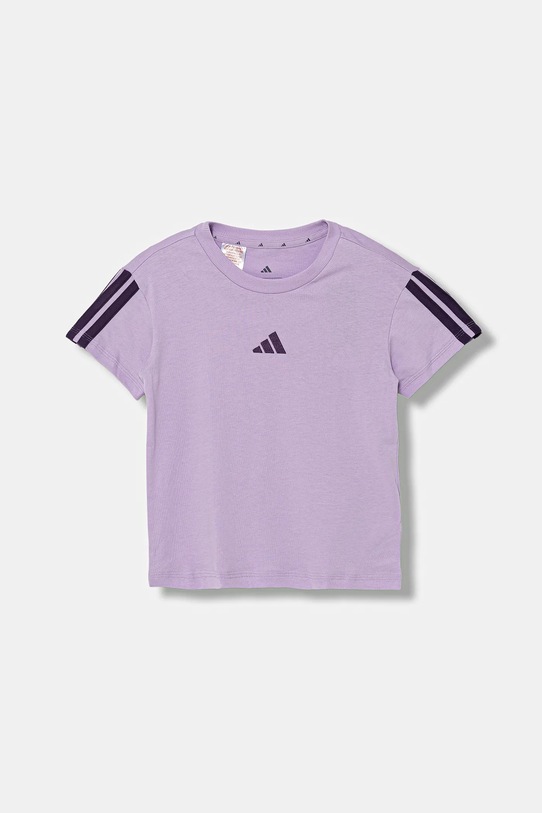 Dětské bavlněné tričko adidas JY4975 fialová AW25