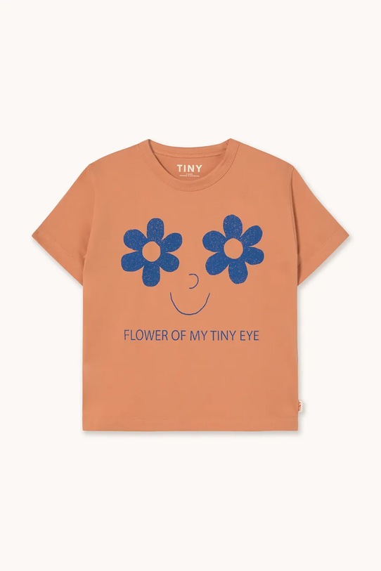 Detské bavlnené tričko Tinycottons FLOWERS EYES GRAPHIC TEE bavlna oranžová AW25.315