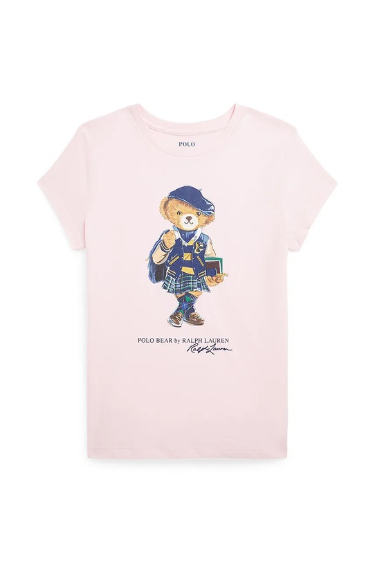 Dječja pamučna majica kratkih rukava Polo Ralph Lauren print roza 313961230001