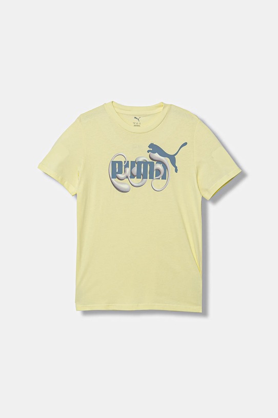 Puma t-shirt bawełniany dziecięcy GRAPHIC No. 1 Logo Tee G nadruk żółty 688497.