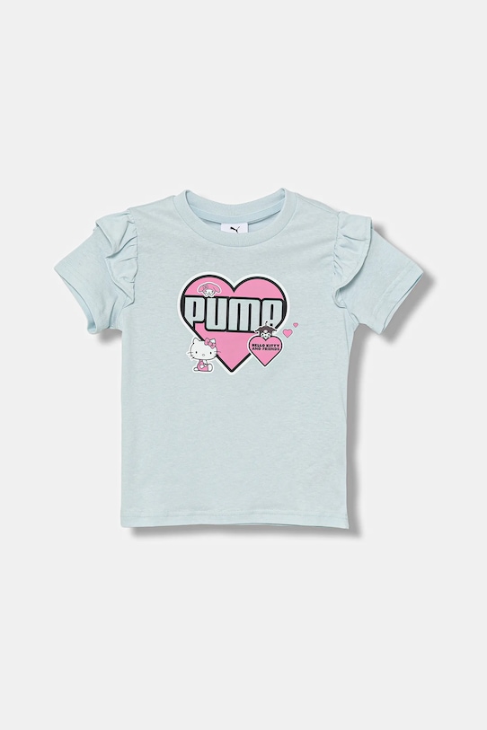 Puma t-shirt bawełniany dziecięcy PUMA X HELLO KITTY & FRIENDS Ruffle Tee nadruk niebieski 632386