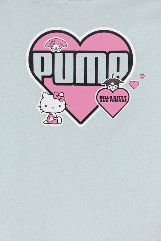 Dziewczynka Puma t-shirt bawełniany dziecięcy PUMA X HELLO KITTY & FRIENDS Ruffle Tee 632386 niebieski