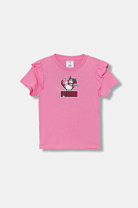 Puma t-shirt bawełniany dziecięcy PUMA X HELLO KITTY & FRIENDS Ruffle Tee nadruk różowy 632386
