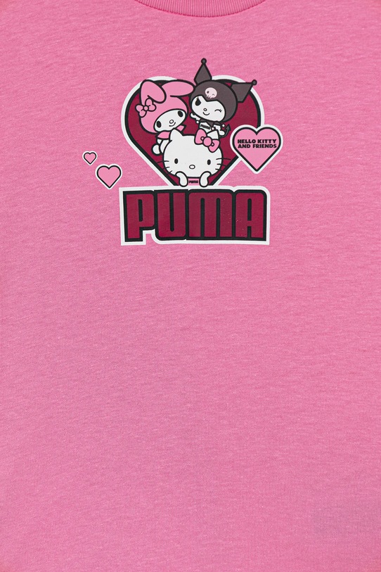 Djevojčice Dječja pamučna majica kratkih rukava Puma PUMA X HELLO KITTY & FRIENDS Ruffle Tee 632386 roza