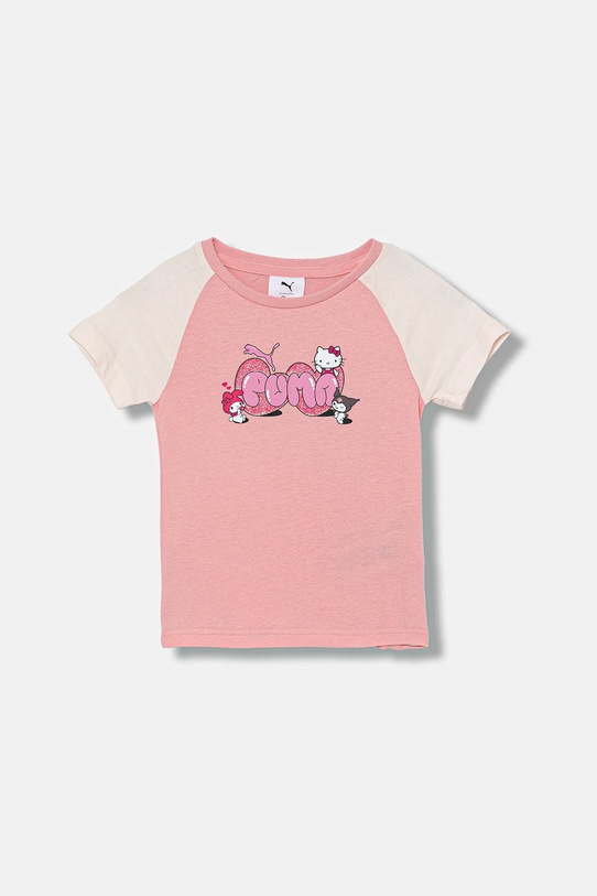 Παιδικό βαμβακερό μπλουζάκι Puma PUMA X HELLO KITTY & FRIENDS Slim Tee στάμπα ροζ 632391