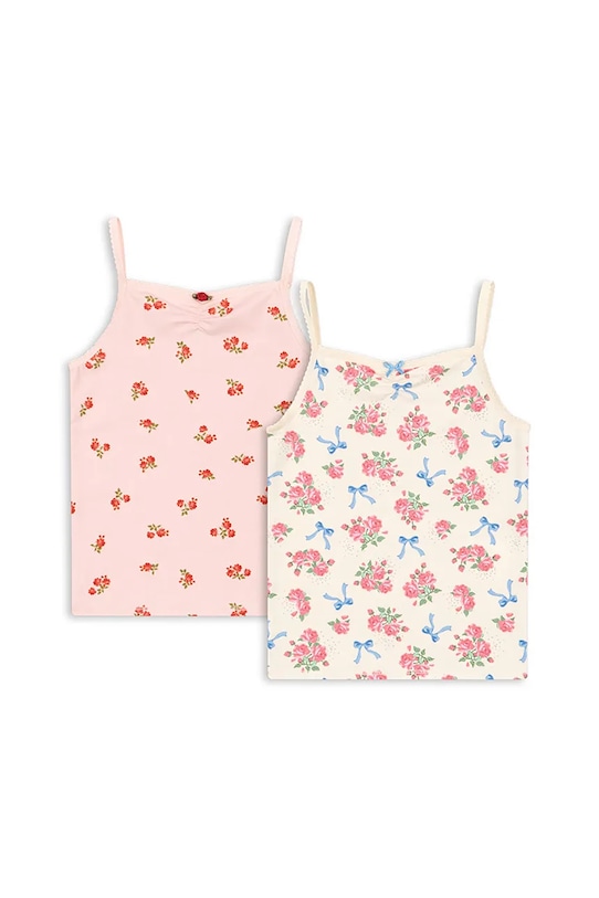 Konges Sløjd t-shirt bez rękawów BASIC 2 PACK STRAP TOP GOTS 2-pack z elastanem różowy KS103696.9BYA