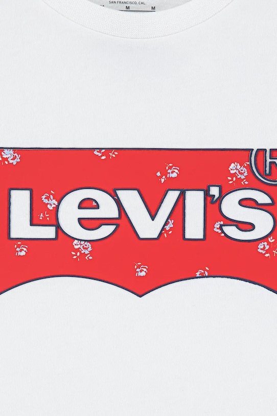 Момиче Детска тениска Levi's FLORAL BATWING SS TEE 4EP008 бял