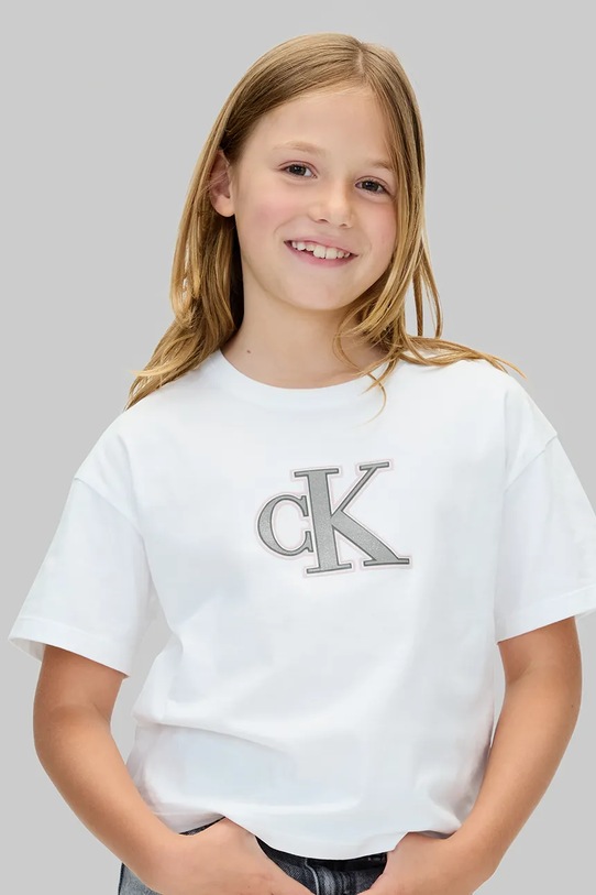 Детская хлопковая футболка Calvin Klein Jeans хлопок белый IG0IG03040.128.170.9BYA