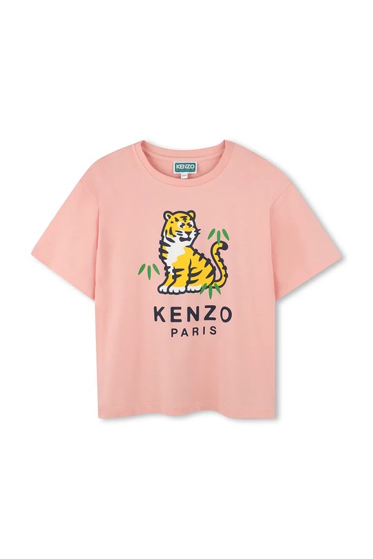 Παιδικό βαμβακερό μπλουζάκι Kenzo Kids στάμπα ροζ K61379.86.108