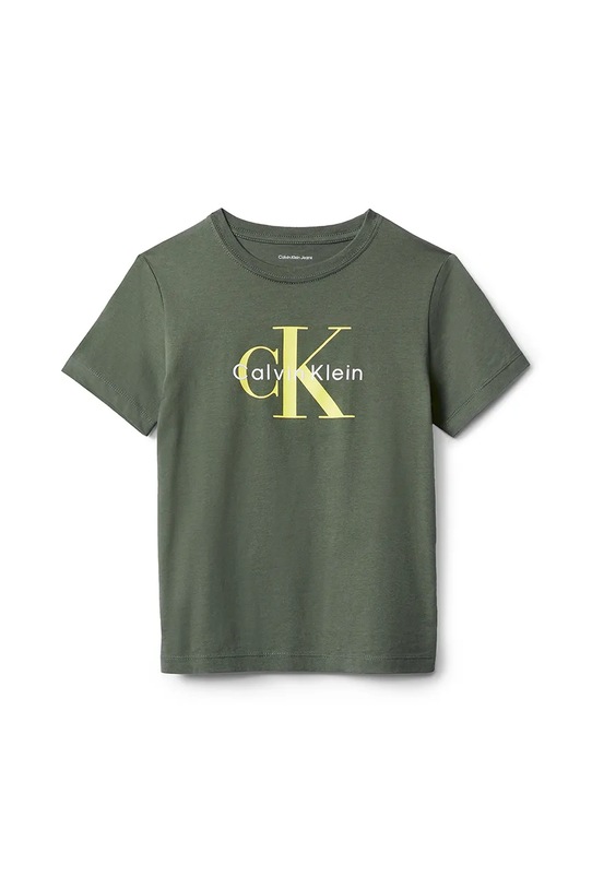 Дитяча бавовняна футболка Calvin Klein Jeans IU0IU00715.128.170.9BYA зелений AW25