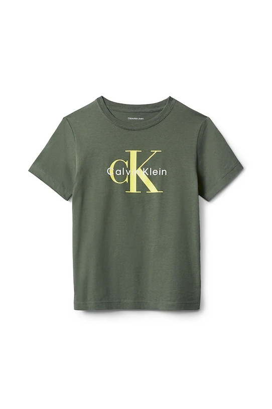 Detské bavlnené tričko Calvin Klein Jeans IU0IU00715.128.170.9BYA zelená AW25