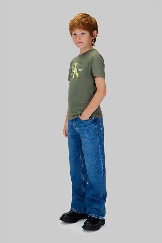 Дитяча бавовняна футболка Calvin Klein Jeans зелений IU0IU00715.128.170.9BYA