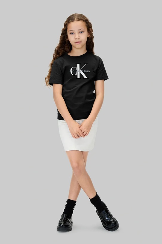 Дитяча бавовняна футболка Calvin Klein Jeans чорний IU0IU00715.128.170.9BYA