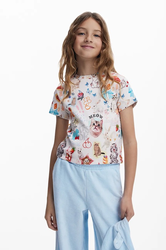 Desigual tricou copii cu modele bej 25WGTK14