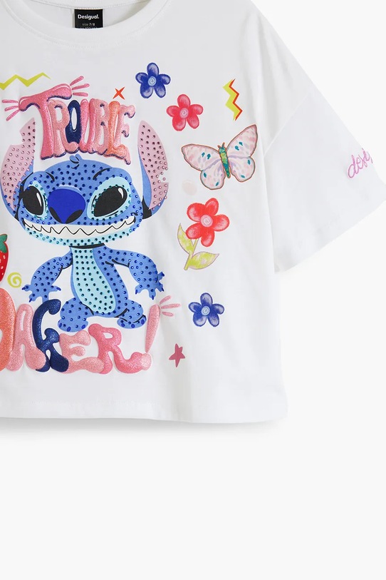 Desigual t-shirt bawełniany dziecięcy biały 25WGTK15