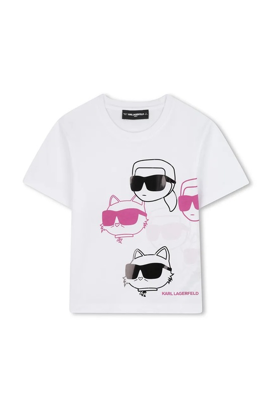 Παιδικό βαμβακερό μπλουζάκι Karl Lagerfeld στάμπα λευκό Z30943.86.108