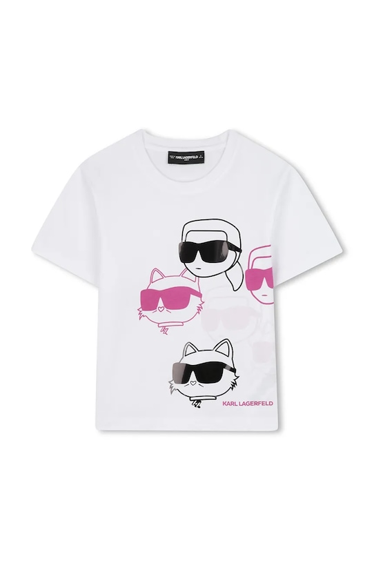 Karl Lagerfeld t-shirt bawełniany dziecięcy nadruk biały Z30943.114.150
