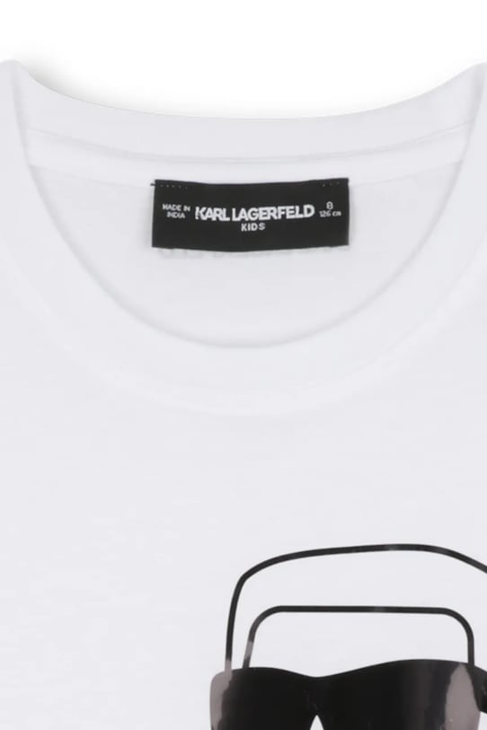 Dziewczynka Karl Lagerfeld t-shirt bawełniany dziecięcy Z30943.114.150 biały