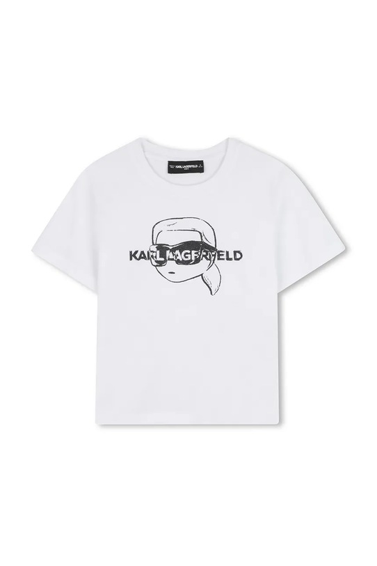 Παιδικό βαμβακερό μπλουζάκι Karl Lagerfeld στάμπα λευκό Z30943.156.162
