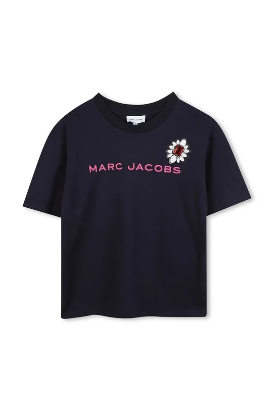 Παιδικό βαμβακερό μπλουζάκι Marc Jacobs στάμπα σκούρο μπλε W60590.102.108