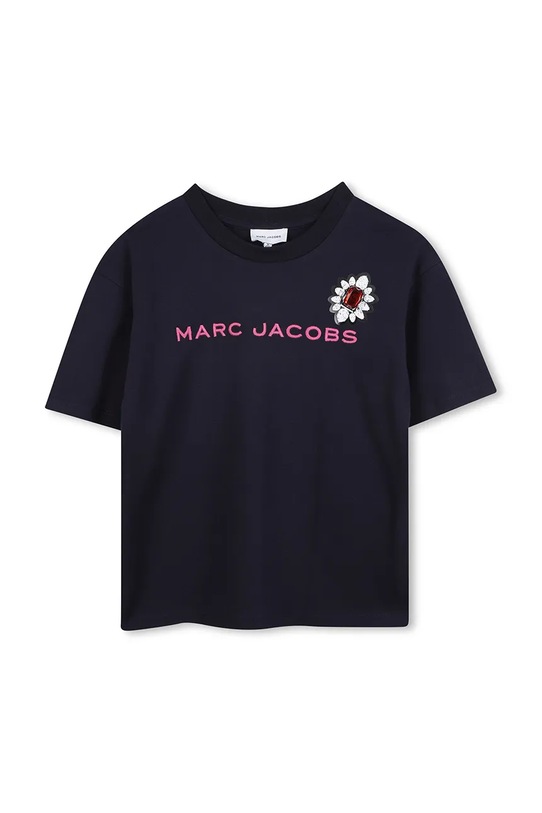 Παιδικό βαμβακερό μπλουζάκι Marc Jacobs στάμπα σκούρο μπλε W60590.114.150