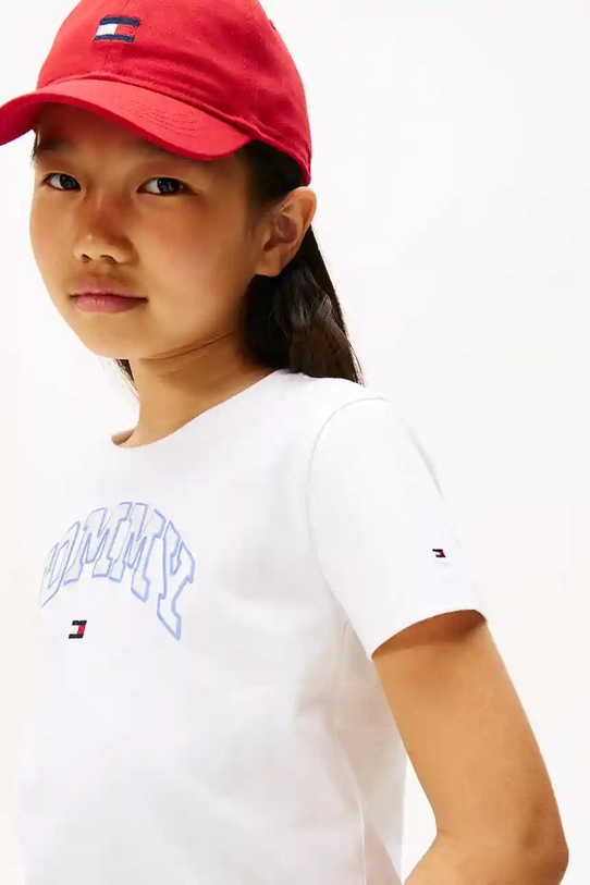 Девочка Детская хлопковая футболка Tommy Hilfiger KG0KG08806.9BYA белый