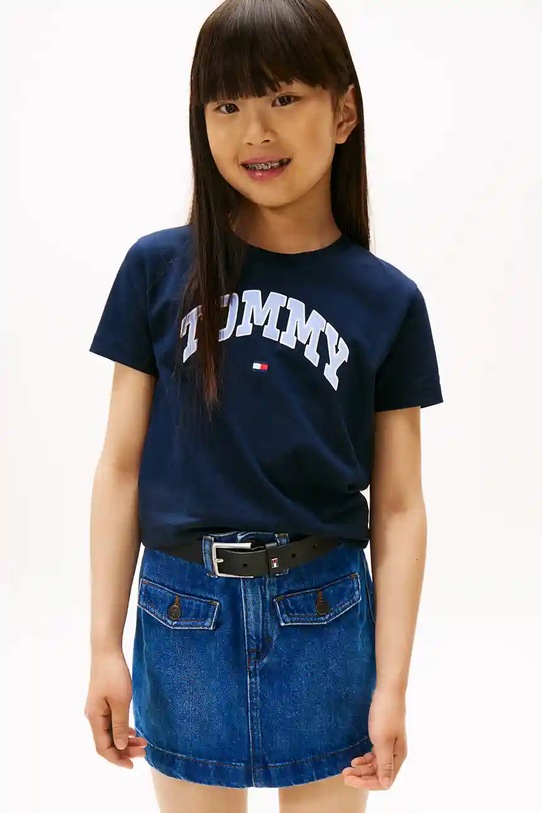 Детская хлопковая футболка Tommy Hilfiger хлопок тёмно-синий KG0KG08806.9BYA