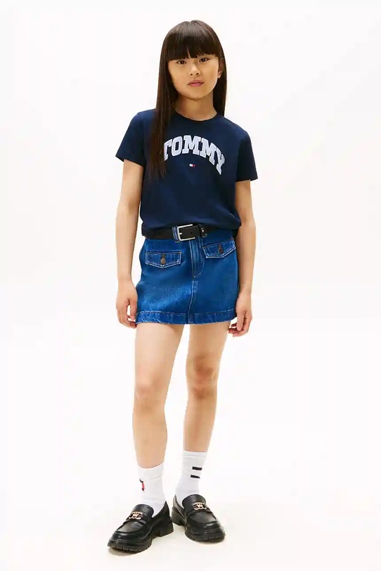 Детская хлопковая футболка Tommy Hilfiger тёмно-синий KG0KG08806.9BYA