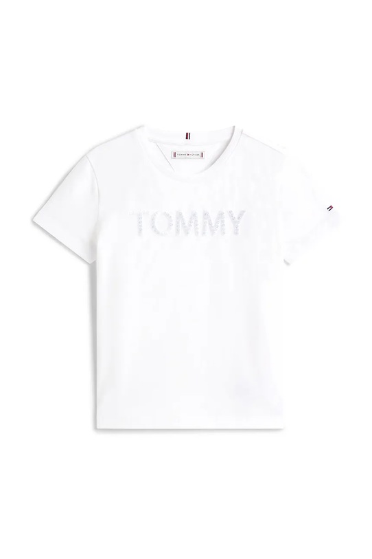 Παιδικό βαμβακερό μπλουζάκι Tommy Hilfiger KG0KG08899.9BYA λευκό AW25