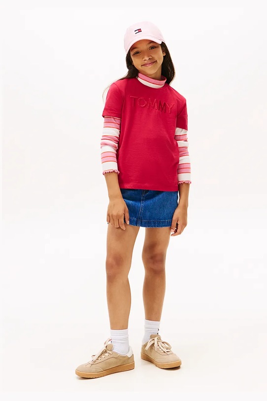 Dziewczynka Tommy Hilfiger t-shirt bawełniany dziecięcy KG0KG08899.9BYA różowy