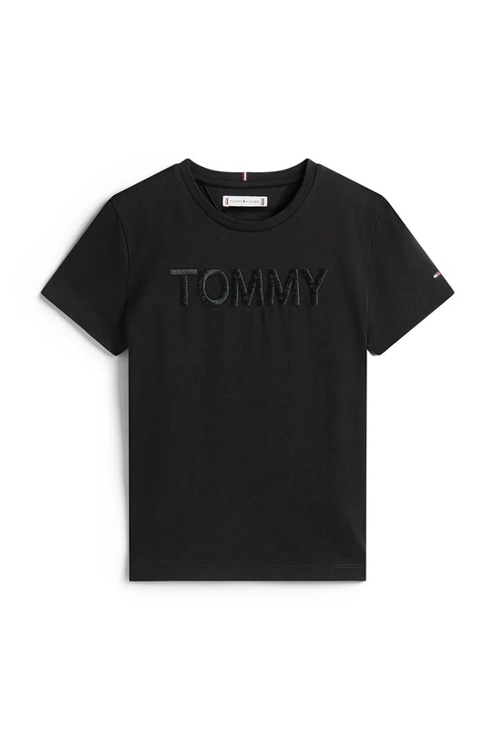 Παιδικό βαμβακερό μπλουζάκι Tommy Hilfiger KG0KG08899.9BYA μαύρο AW25
