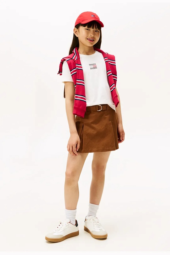 Девочка Детская хлопковая футболка Tommy Hilfiger KG0KG09012.9BYA белый