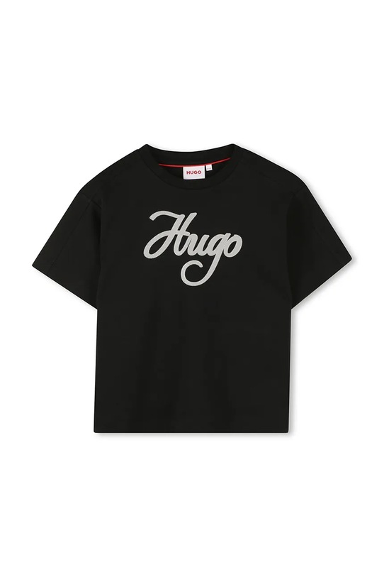 HUGO t-shirt bawełniany dziecięcy nadruk czarny G00571.156.162