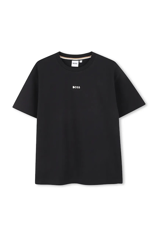 BOSS t-shirt dziecięcy z elastanem czarny J52425.114.150