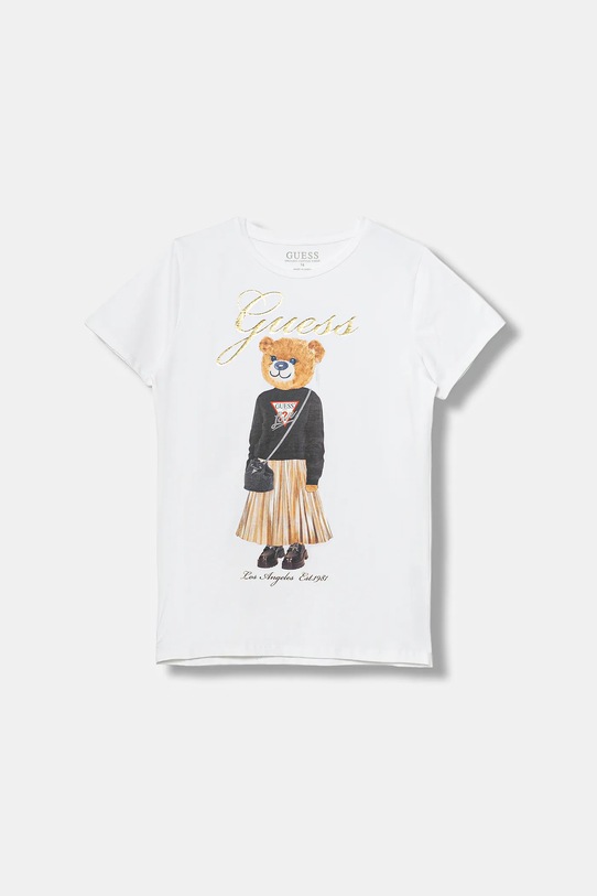 Guess t-shirt bawełniany dziecięcy z elastanem biały J5BI39.J1314.9BYA