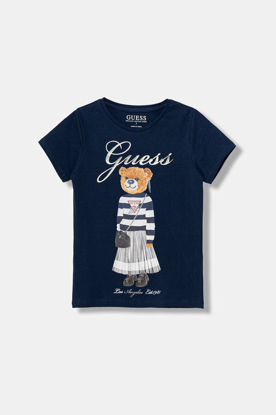 Guess t-shirt bawełniany dziecięcy z elastanem granatowy J5BI39.J1314.9BYA